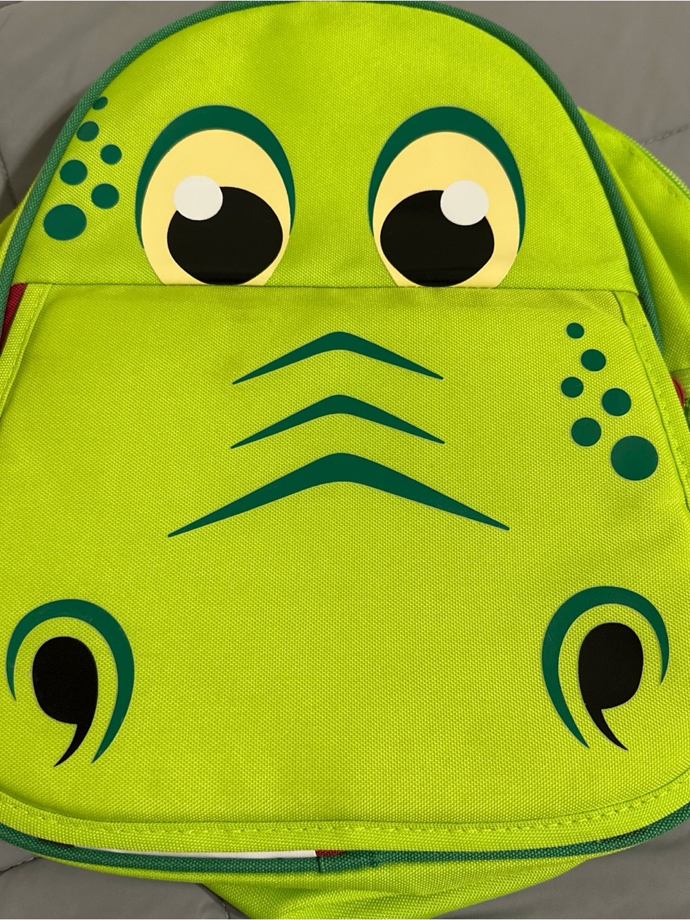 Kids Dino Face Backpack - Neon Green